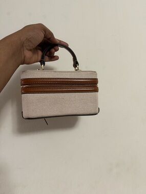Zara Neutral Beige and Brown Top-Handle Women’s Cosmetic Case Bag